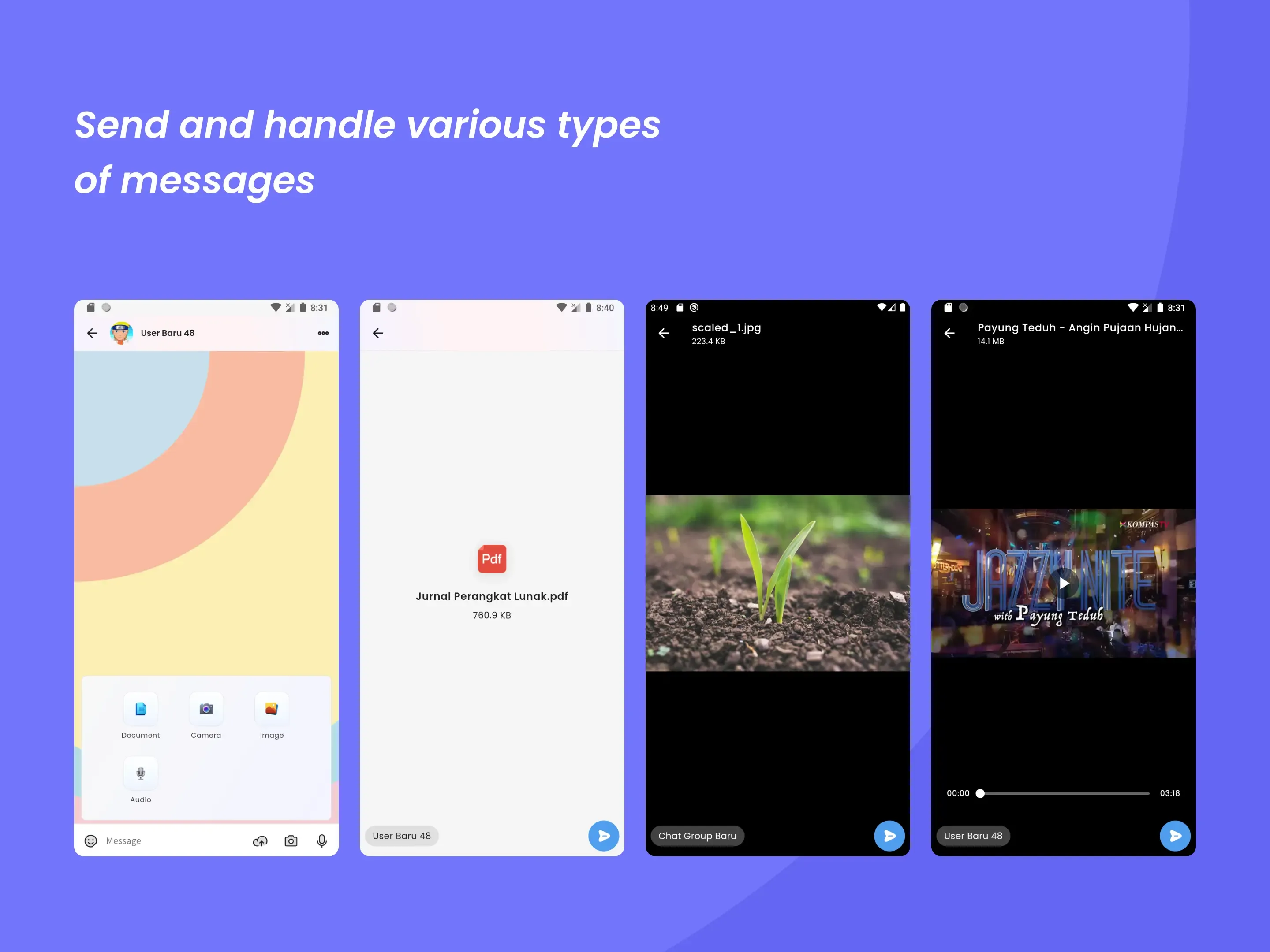 Mindful Messenger - Send Document, Camera, Gallery, or Audio